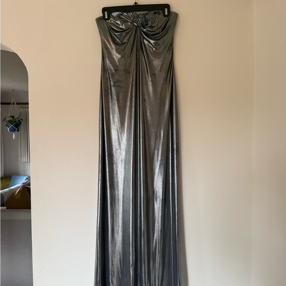 Magda Butrym Metallic Silver Maxi Skirt
